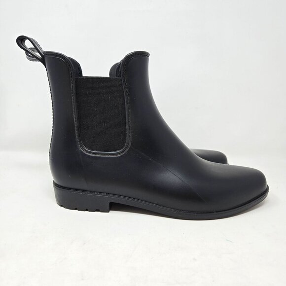 a new day Black Chelsea Ankle Rain Boots Size 11 With Elastic Gussets & Pull Tab - Picture 1 of 10